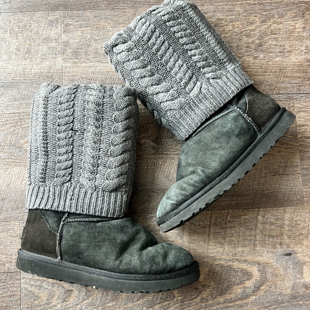 UGG vintage Y2K cable knit Gray and Black classic Boots